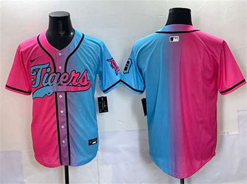 Custom Detroit Tigers pink-blue jersey