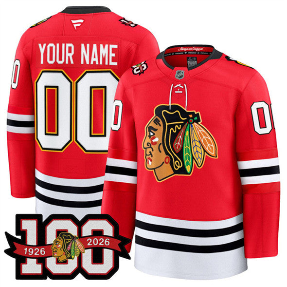 Custom Chicago Blackhawks red Home jersey