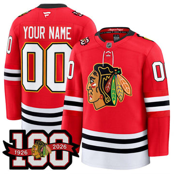 Custom Chicago Blackhawks red Home jersey