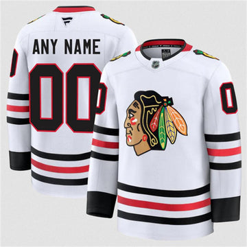 Custom Chicago Blackhawks white Away jersey