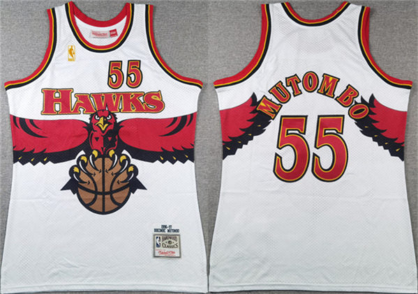 Dikembe Mutombo Atlanta Hawks white Throwback jersey