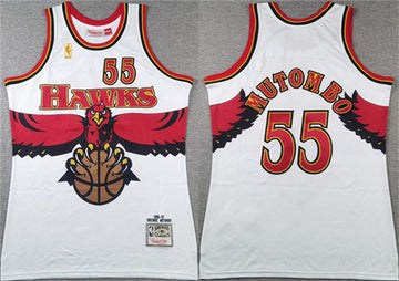 Dikembe Mutombo Atlanta Hawks white Throwback jersey