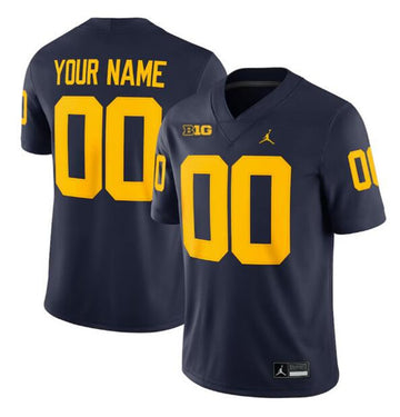 Custom Michigan Wolverines navy jersey