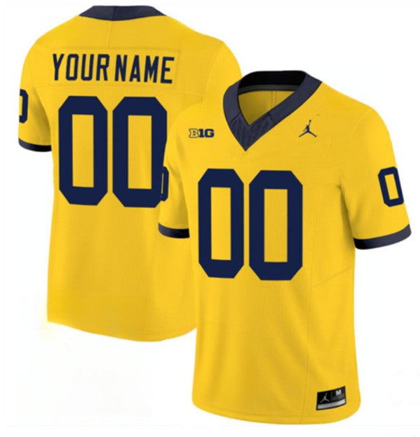 Custom Michigan Wolverines yellow jersey