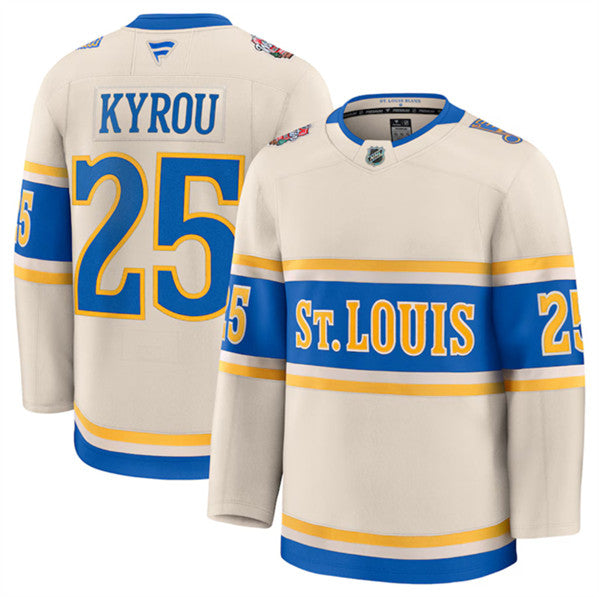 Jordan Kyrou St. Louis Blues cream Winter Classic jersey