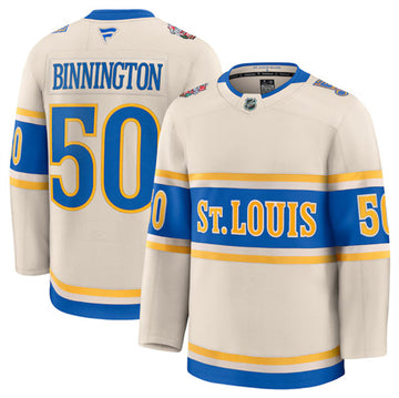 Jordan Binnington St. Louis Blues cream Winter Classic jersey