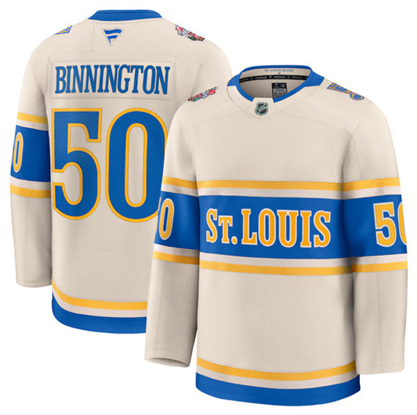 Jordan Binnington St. Louis Blues cream Winter Classic jersey