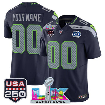 Custom Seattle Seahawks navy Vapor jersey