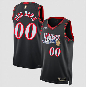 Custom Philadelphia 76ers black Classic jersey