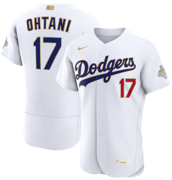 Shohei Ohtani Los Angeles Dodgers white Gold Collection jersey