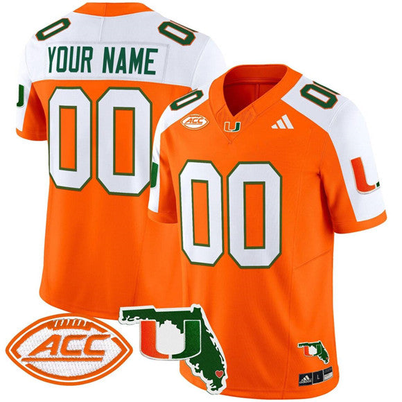 Custom Miami Hurricanes orange Vapor jersey