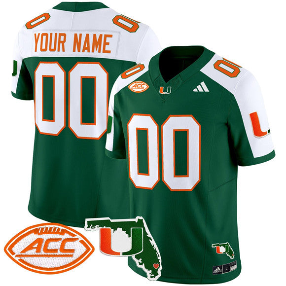 Custom Miami Hurricanes green Vapor jersey