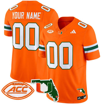 Custom Miami Hurricanes orange Vapor jersey
