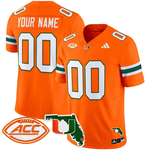 Custom Miami Hurricanes orange Vapor jersey