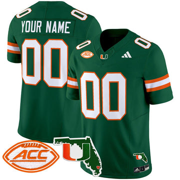 Custom Miami Hurricanes green Vapor jersey