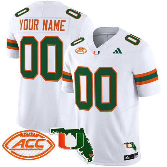 Custom Miami Hurricanes white Vapor jersey