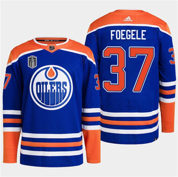 Warren Foegele Edmonton Oilers royal jersey