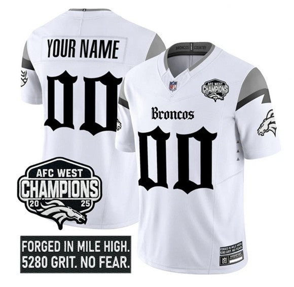 Custom Denver Broncos white Vapor jersey