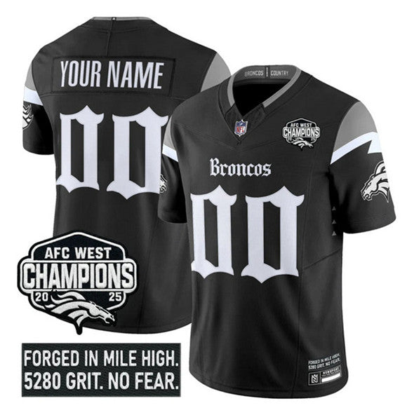 Custom Denver Broncos black Vapor jersey