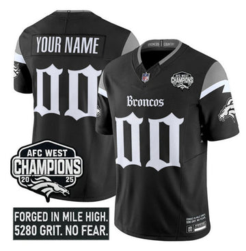 Custom Denver Broncos black Vapor jersey