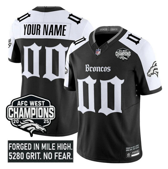 Custom Denver Broncos black Vapor jersey