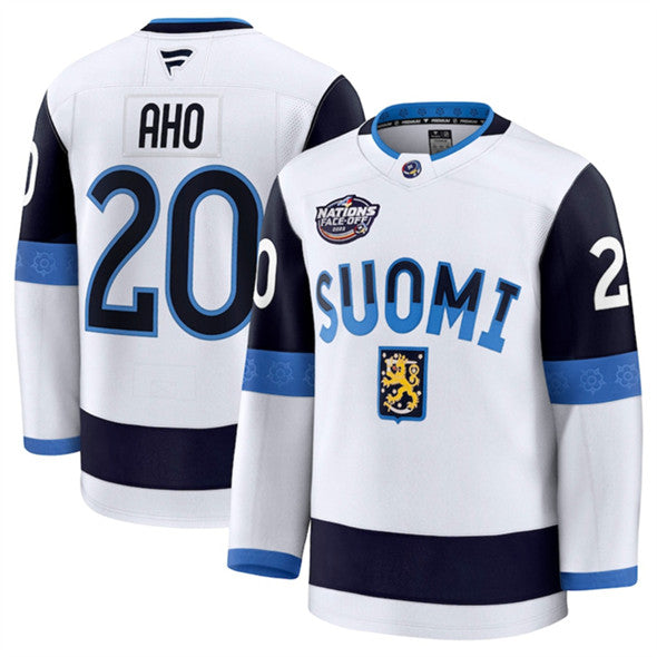 Sebastian Aho Team Finland white jersey