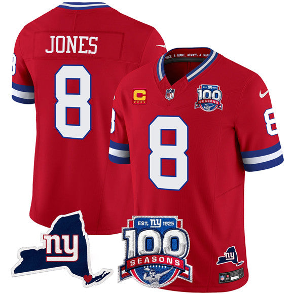 Daniel Jones New York Giants red Vapor jersey