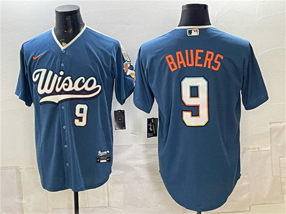 Jake Bauers Mineral Milwaukee Brewers blue City Connect jersey
