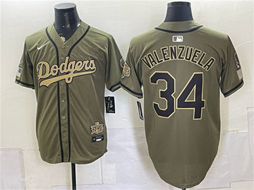 Fernando Valenzuela Los Angeles Dodgers olive jersey