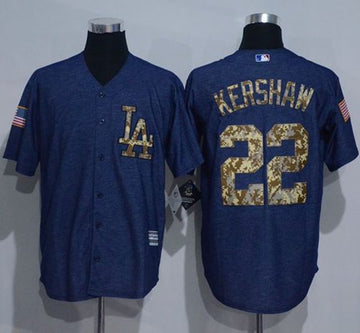 Clayton Kershaw Denim Los Angeles Dodgers blue Salute To Service jersey