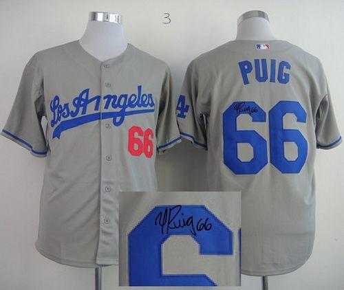 Yasiel Puig Los Angeles Dodgers grey jersey
