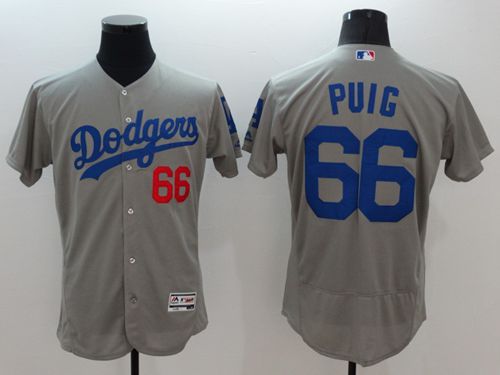Yasiel Puig Los Angeles Dodgers grey Authentic jersey