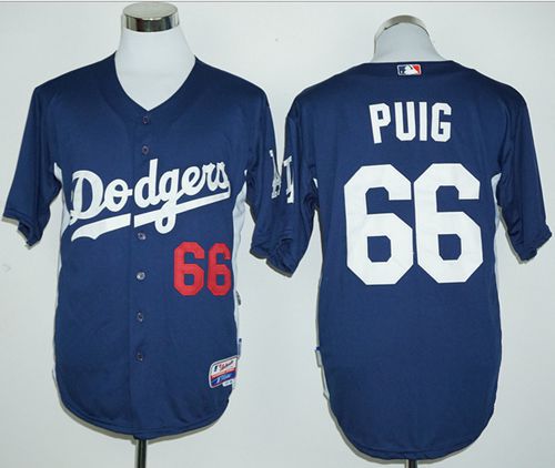 Yasiel Puig Los Angeles Dodgers navy Cooperstown jersey