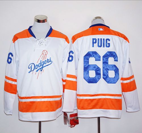 Yasiel Puig Los Angeles Dodgers white-orange jersey