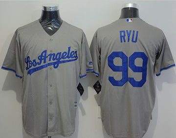 Hyun-Jin Ryu Los Angeles Dodgers grey jersey