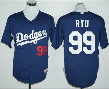 Hyun-Jin Ryu Los Angeles Dodgers navy Cooperstown jersey