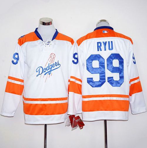 Hyun-Jin Ryu Los Angeles Dodgers white-orange jersey