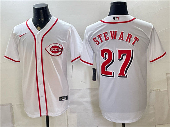 Sal Stewart Cincinnati Reds white jersey