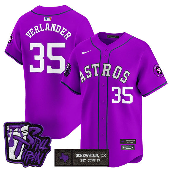 Justin Verlander DJ Screw Still Tippin Houston Astros purple Vapor jersey