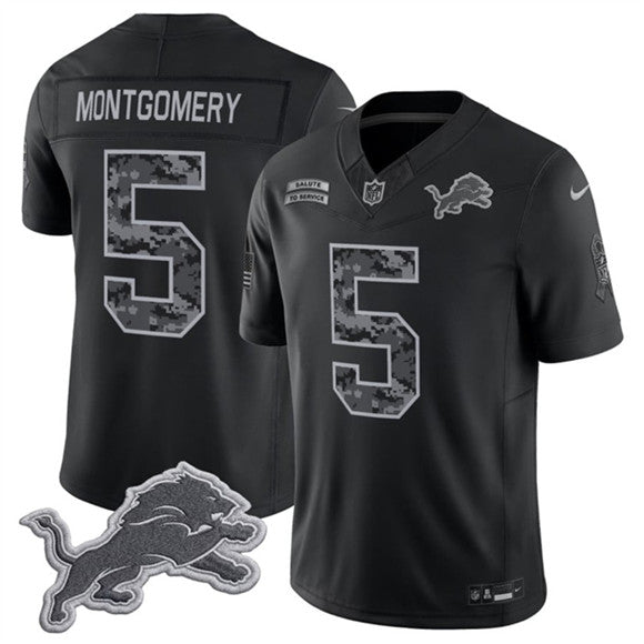 David Montgomery Detroit Lions black Salute To Service jersey