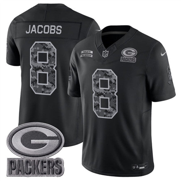 Josh Jacobs Green Bay Packers black Salute To Service jersey