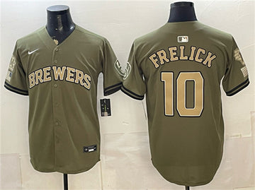 Sal Frelick Milwaukee Brewers olive jersey