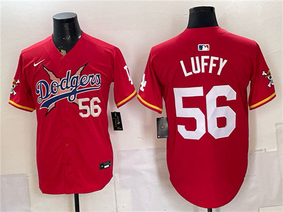 Luffy Los Angeles Dodgers red Vapor jersey