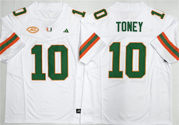 Malachi Toney Miami Hurricanes white jersey