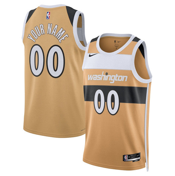 Custom Washington Wizards gold City Edition jersey