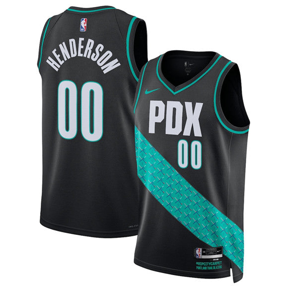 Scoot Henderson Portland Trail Blazers black City Edition jersey