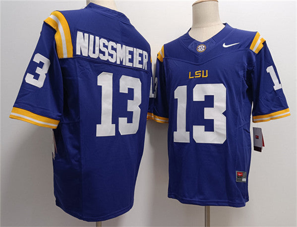 Garrett Nussmeier LSU Tigers blue jersey
