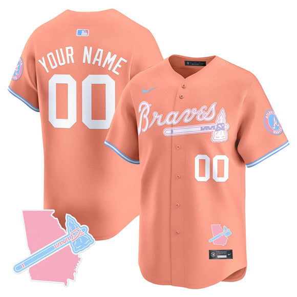 Custom Atlanta Braves peach Vapor jersey
