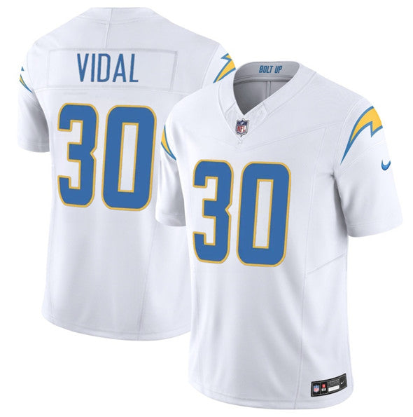 Kimani Vidal Los Angeles Chargers white Vapor jersey