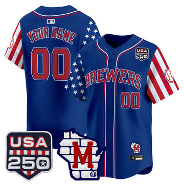 Custom Milwaukee Brewers royal Vapor jersey